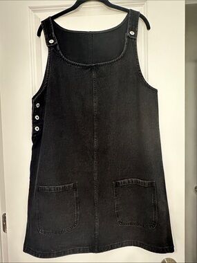 Sleeveless Black Denim Casual Dress